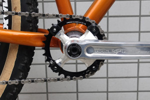 DEUS XCクランクにe*thirteenのN/Wシングルギア：GUIDERINGを組み合わせ